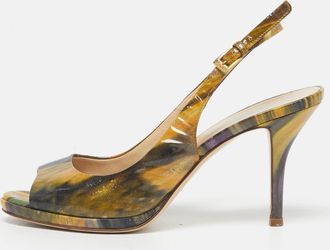 Loriblu Multicolor Patent Leather Peep Toe Slingback Pumps