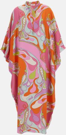 Emilio Pucci Maxi Caftano In Seta Stampata