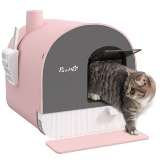 OEM Arenero Para Gatos Caja De Arena Cerrada Para Gatos Con Bandeja Extra&iacute;ble Pala Y Filtro 43x44x47 Cm Rosa