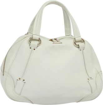 Celine Vintage Leather White Leather Handbag (Pre-Owned)