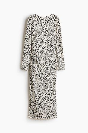 H&M Open-back Jersey Dress in Cream/leopard Print at Nordstrom, Size X-Small
