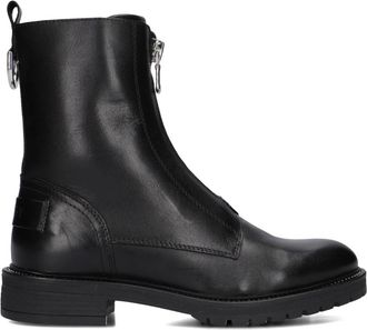 Notre-V Zwarte leren hoge laarzen met rits - Dames - Enkellaarsjes - Zwart - 41 EU - Leer - Schoenen