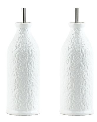 10 Strawberry Street Embossed Floral Oil & Vinegar Cruet Set