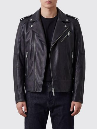 Dsquared2 Giacca biker in pelle nera con chiusura laterale e mostrine