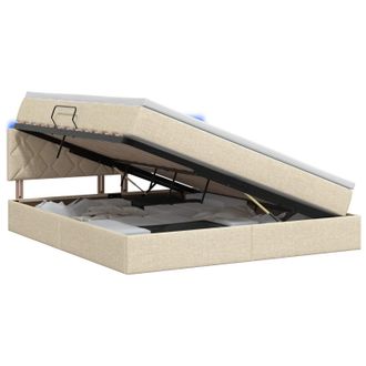 vidaXL Letto Con Contenitore Led E Materasso Crema 180 X 200 Cm Vidaxl