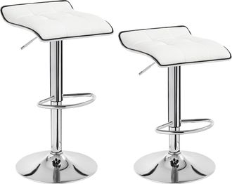 Woltu 2x Taburetes De Bar Cuero Sint&eacute;tico Taburetes Alto Cocina Regulable En Altura Taburetes Giratorio Sillas Bar Tapizada Taburete De Trabajo Blanco - Wol