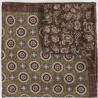 Reiss Sage Silk Medallion Paisley Pocket Square
