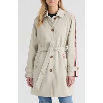 Hunter Sophia Sleeve Stripe Trench Coat in Vanilla at Nordstrom, Size Small
