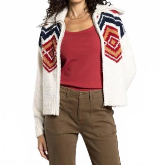 Thread & Supply Talulla Sweater Jacket In Burgundy Cream
