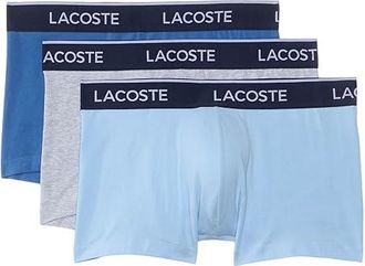 Lacoste Cotton Stretch Essentials Trunks 3-pack Mens Underwear Light Blue/Gray/Blue : XS (EUR 3), Cotton/Elastane