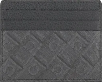 Ferragamo Mens Leather Cardholder Grey Patterned Medium Calf Bos Taurus Wallet