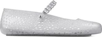 Jimmy Choo London Clear Jelly Ballerina Flats With Crystal Embellishment Shoes