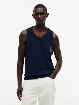 Tommy Hilfiger Mens Relaxed Fit Knit Tank Top - Light Navy - L