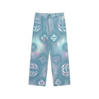 Casablanca Wide Trousers, male, Blue, Size: W34 Wide Leg Jeans