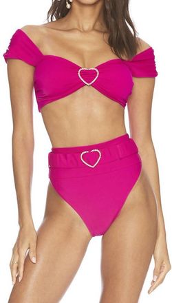 Beach Riot Heart Belted Highway Bottom In Fuchsia Rose