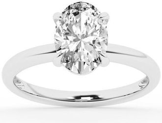 Grown Brilliance Lab Grown Diamond Engagement Ring in 10K White Gold, 2 Carat Oval Cut Solitaire, Ring Size 7