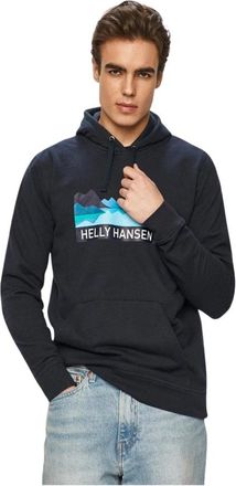 Helly Hansen Nord Graphic Pullover Hoodie - Heren - Outdoor shirts - Blauw - S - Katoen - Fitness