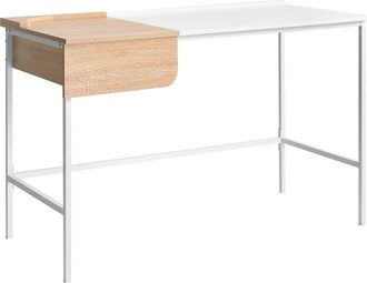 Beliani Scrivania Minimalista Per Ufficio Domestico Con Cassetto Gambe In Ferro E Pannello Truciolare 120 X 60 Cm Bianco Ocate