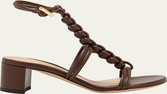 Gianvito Rossi Braided Napa T-Strap Sandals