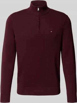 Tommy Hilfiger Regular Fit Troyer aus reiner Baumwolle in Bordeaux, Gr&ouml;&szlig;e XL