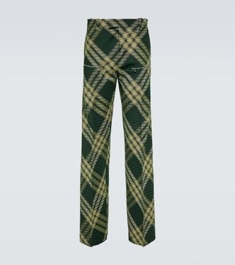 Burberry Checked wool twill straight pants