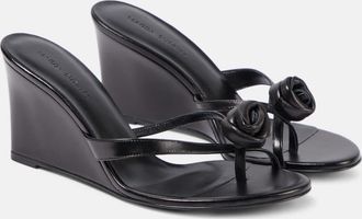 Magda Butrym Floral-applique leather wedge mules