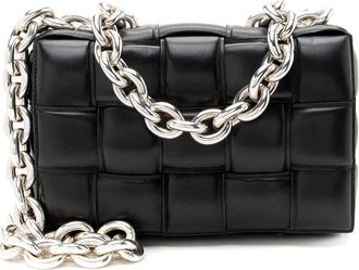 Bottega Veneta Black Lambskin Cassette Chain Maxi Shoulder Bag (Authentic Pre- Loved)