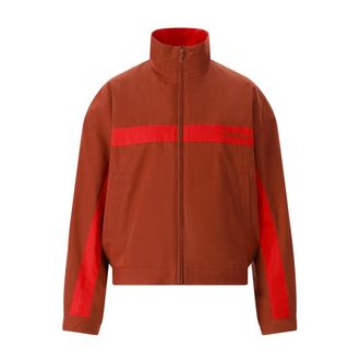 Saint Laurent Light Jackets, female, Brown, Size: M Embroidered Striped Cotton Jacket