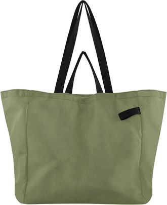 Generic Green print Reusable Canvas Tote Bag, Heavy Duty Grocery Shopping Bag with Double Handles Large Capacity Hard Bottom Work Groceries Travel