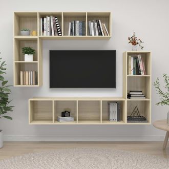 vidaXL Vidaxl - Set De Muebles Para Tv 4 Pzas Madera Contrachapada Roble Sonoma