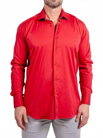 Maceoo Blacklabel Soft Stretch Ascension Button Down Shirt In Red