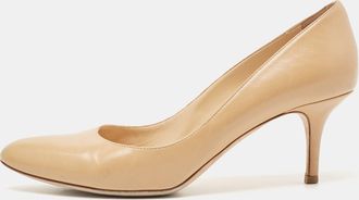 Jimmy Choo London Beige Leather Gilbert Pumps