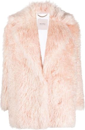 Becagli faux-fur oversize coat - Pink