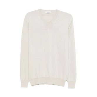 KANGRA V-neck Knitwear, male, Beige, Size: 2XL Pullover Basico Rasato Calato