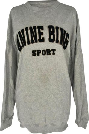 Anine Bing Sport Crewneck Sweatr in Grey Cotton