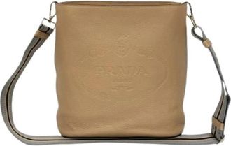 Prada Pre-owned Leather Cross Body Bag - Dames - Vintage Schoudertas - Beige - ONE Size - Leer - Vintage