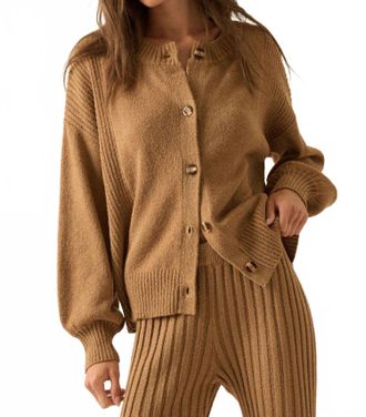 Promesa Textured Knit Buttoned Cardigan In Brown