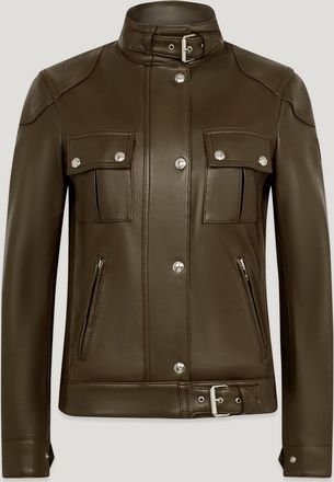 Belstaff Gangster Jacket Womens Matt Nappa Faded Olive Size UK 6