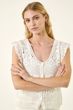 Roman Crochet Buttoned Waistcoat