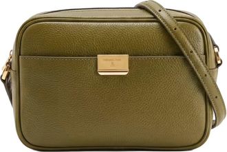 Patrizia Pepe Lizard Green All Day Compact Textured Calf Leather Crossbody Bag