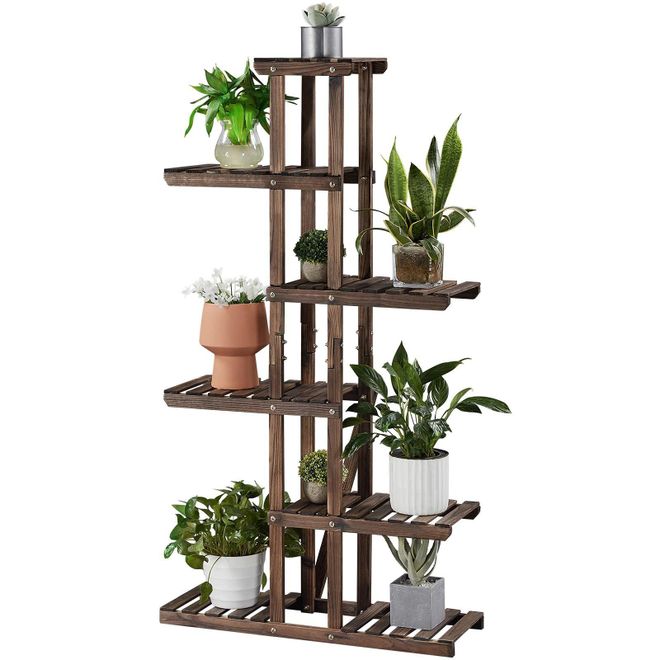 Yaheetech Pflanzentreppe mit 6 Ebenen, Schmales Blumenregal, Blumenständer Balkon, Holz Blumenbank Outdoor, Standregal, Pflanzenregal 75 x 27 x 140 cm ab 39,95 €