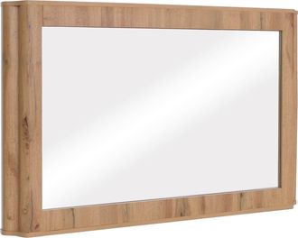 Hhg [nunca Usado] Espejo Hhg-769, Espejo De Pared, Espejo De Vest&iacute;bulo, Espejo De Pasillo, Mdf Y Cristal, 80 X 120 X 10 Cm, Acabado Roble Wotan