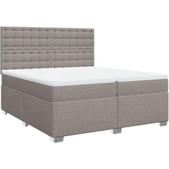 vidaXL Cama Box Spring Con Colch&oacute;n Tela Gris Taupe 200x200 Cm Vidaxl