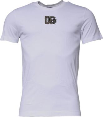 Dolce & Gabbana Wit Katoenen Logo Crew Neck T-shirt - Heren - T-shirts - Wit - XS - Katoen - Tops
