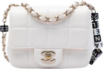 Chanel Pre-owned Quilted Lambskin Crossbody Bag - Dames - Vintage Schoudertas - Wit - ONE Size - Leer - Vintage