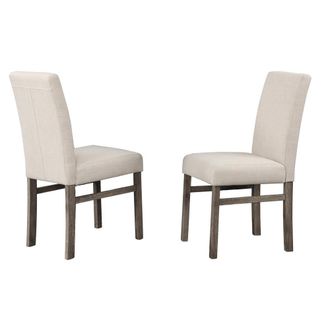 Best Master Furniture Vitaliya Antique Natural Oak Linen Side Chairs, Set of 2