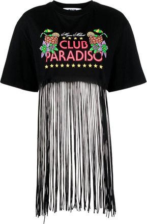 Msgm graphic-print frayed T-Shirt - women - Cotton - M - Black