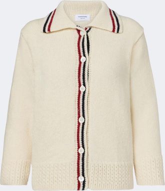 Thom Browne Cardigan in lana e mohair pointelle
