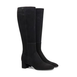 Santoni Suede Low-Heel Boot in Black at Nordstrom, Size 11.5