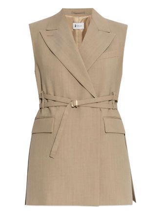 Sportmax Wollen gilet met riem - Beige